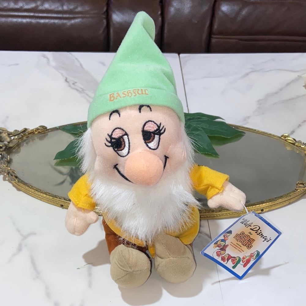 Disney Bashful Plush with Green Hat and Yellow Outfit